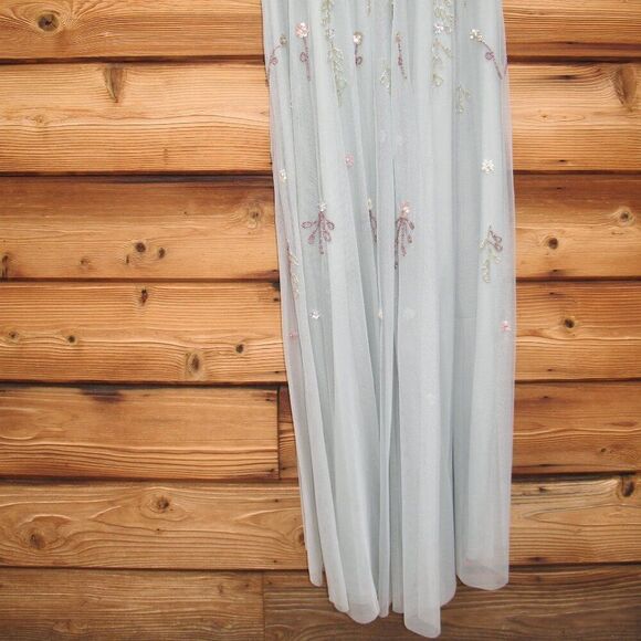 MAC DUGGAL 9136 Womens Embellished High Neck Butterfly Sleeve Gown 6 - Picture 12 of 13